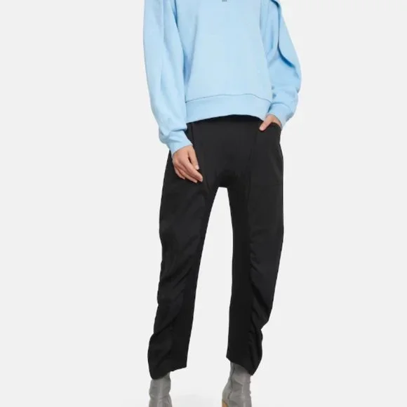 Stella McCartney Tina Ruched Wool and Cotton Pants in Black, Size 40 (US 4-6) - Picture 1 of 15